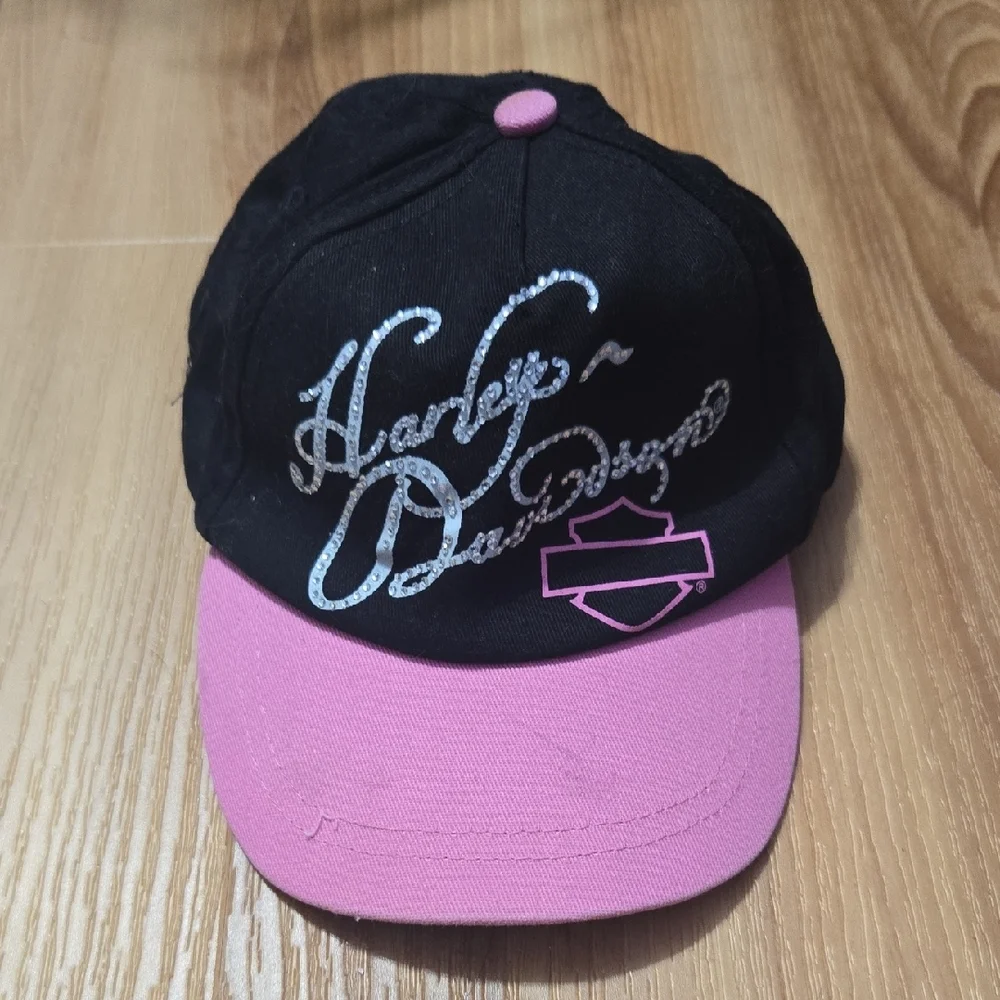 Black and Pink Harley Davidson Hat